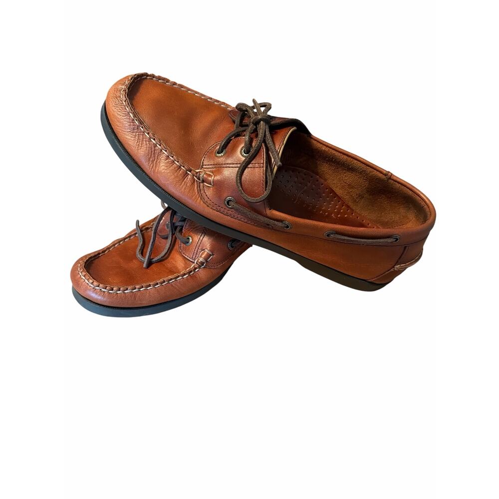 L.L. Bean Mens Size 14 D Casco Bay Leather Boat Mocs Shoes Brown 233933